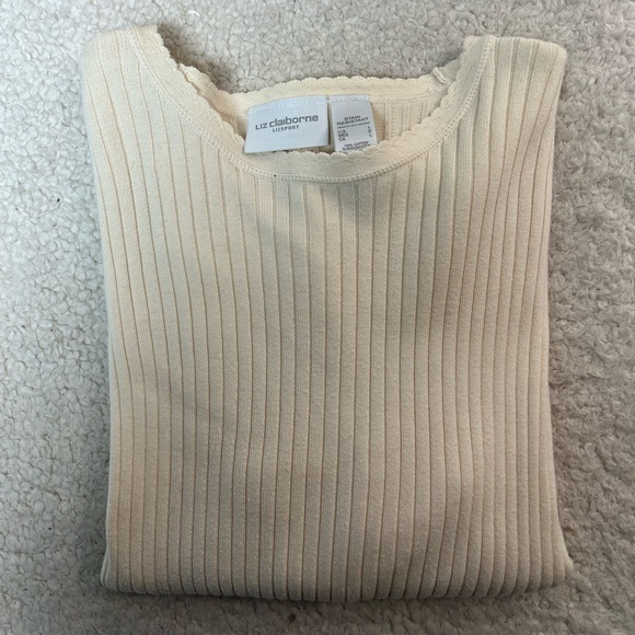 Liz Claiborne Sweaters - Liz Claiborne Liz Sport Ivory Long Sleeve Knit Sweater Top Size: Large